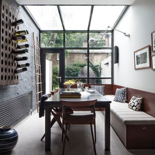 den with dinning table and chairs grey designed wall bifold door