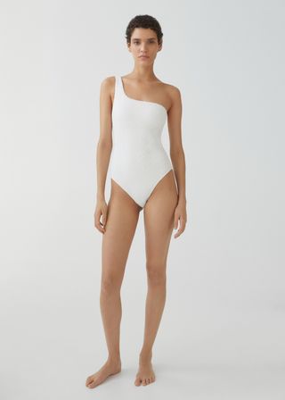 Asymmetrical Textured Swimsuit