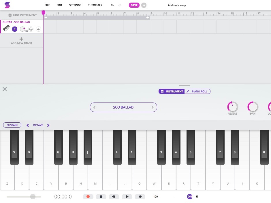 Screenshot piano keyboard