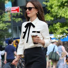 NEW YORK, NY - JULY 21: Natalie Portman is seen on the set of "Good Sex" on July 21, 2025 in New York City.