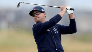 Zach Johnson takes a shot during The Open