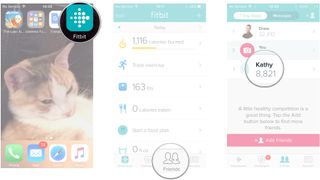 Launch Fitbit, tap friends, tap a friend