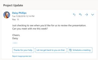 Suggested replies can now detect if you're planning a meeting (Image credit: Microsoft)