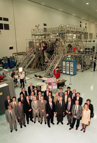 Parties who signed the 1998 IGA visit Kennedy Space Center’s Space Station Processing Facility.