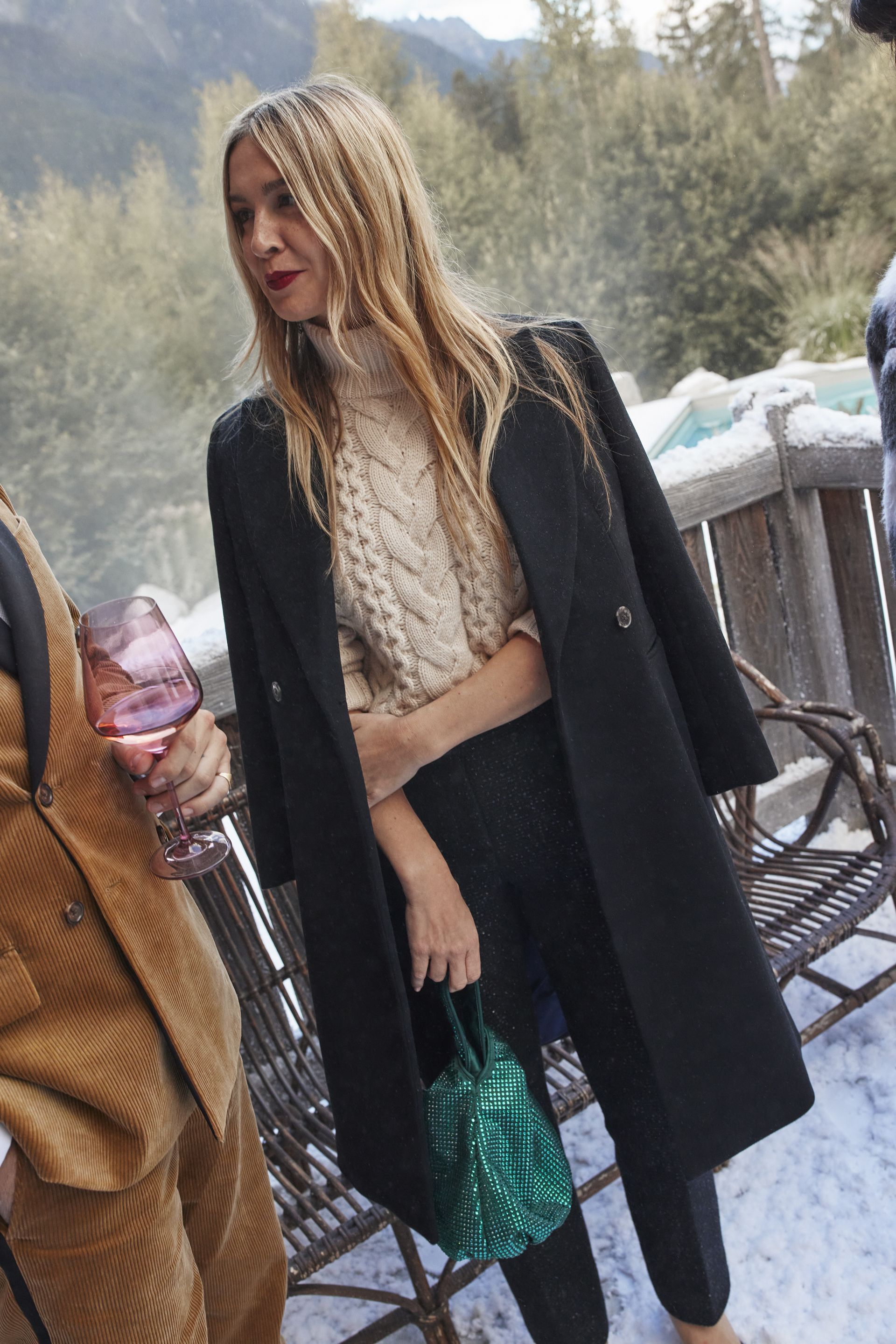 model wears outfit for a holiday work party from J. Crew