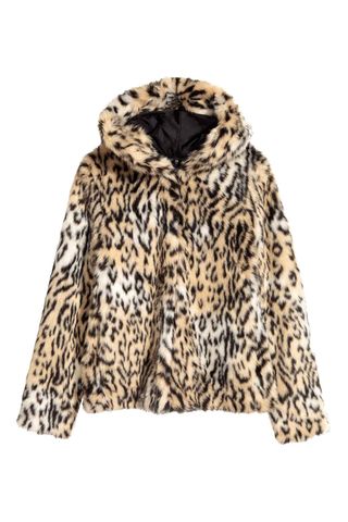 h&m leopard coat