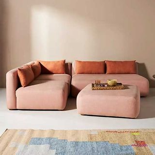 a peach modular sofa