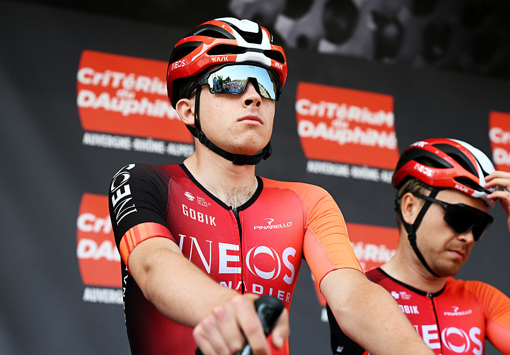 PREMILHAT, FRANCE - JUNE 09: Michael Leonard of Canada and Team INEOS Grenadiers prior to the 77th Criterium du Dauphine 2025, Stage 2 a 204.6km stage from Premilhat to Issoire / #UCIWT / on June 09, 2025 in Premilhat, France. (Photo by Dario Belingheri/Getty Images)