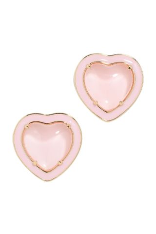 Alison Lou pink Heart Jelly Button Studs on white background
