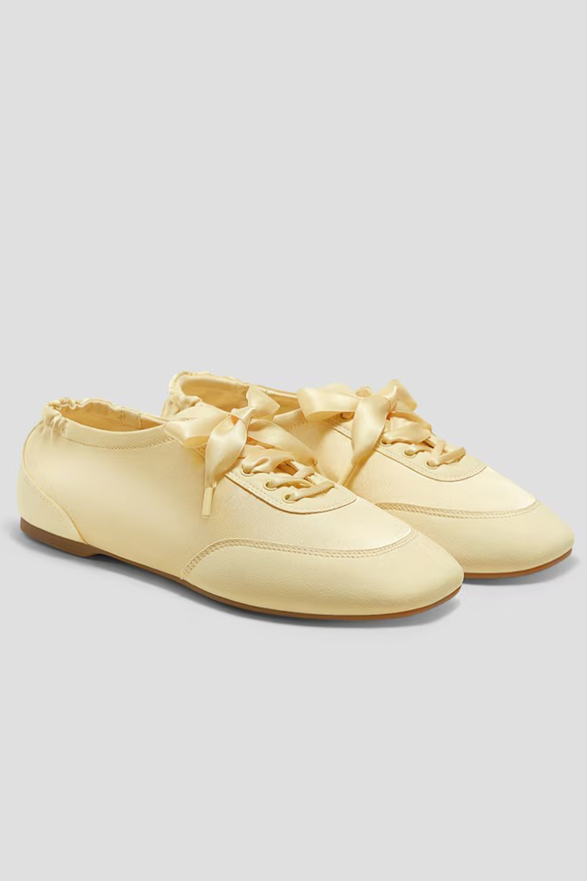 Vivaia Square-Toe Lace-Up Satin Sneakerina
