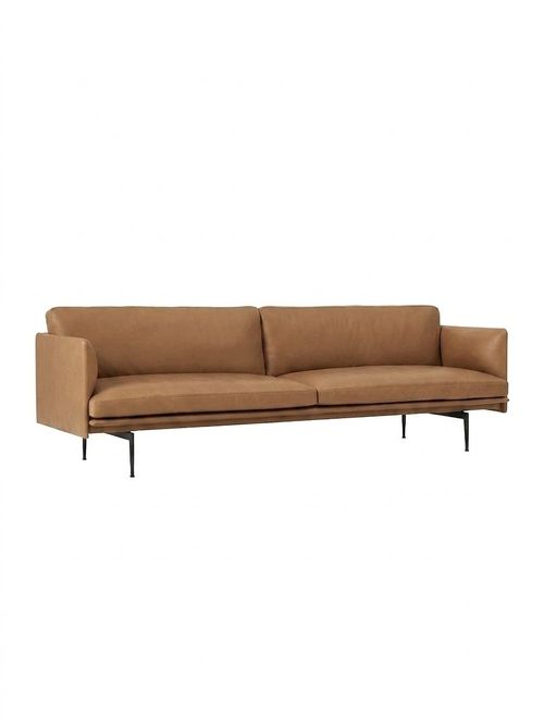 Outline 3 Seater Sofa in Refine Leather Cognac