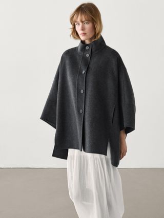 Wool Blend Voluminous Cape