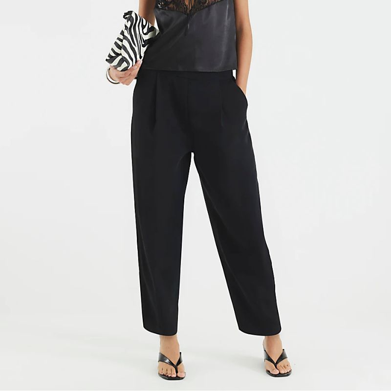 River Island , Black Barrel Leg Trousers