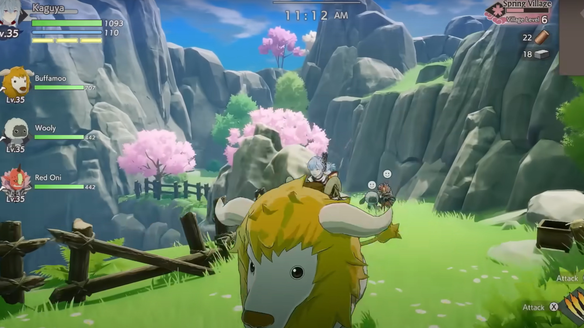 A player riding an animal during the Switch 2 launch game, Rune Factory: Guardians of Azuma.
