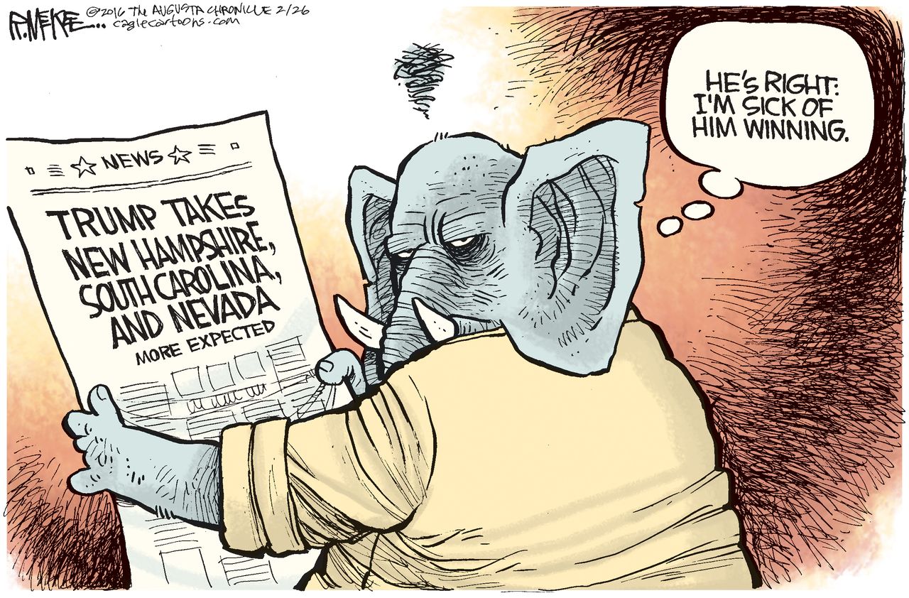 Political Cartoon U.S. Trump GOP 2016