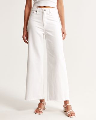 Abercrombie, High Rise Cropped Wide Leg Jean