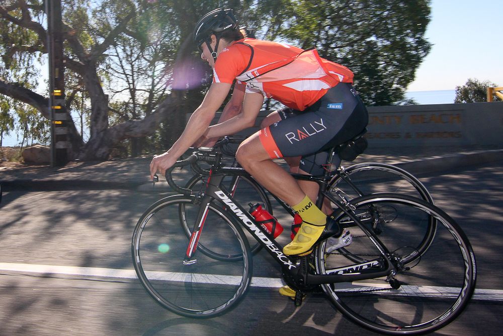 Eric Young cruises along the Southern California coast.