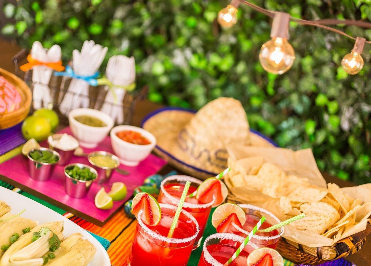 Outdoor Table Full Of Food And Drinks