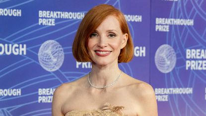 Jessica Chastain is pictured with a blunt bob hairstyle at the 12th Breakthrough Prize Ceremony at Barker Hangar on April 18, 2026 in Santa Monica, California.