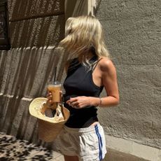 A woman in Spain with creamy blonde hair