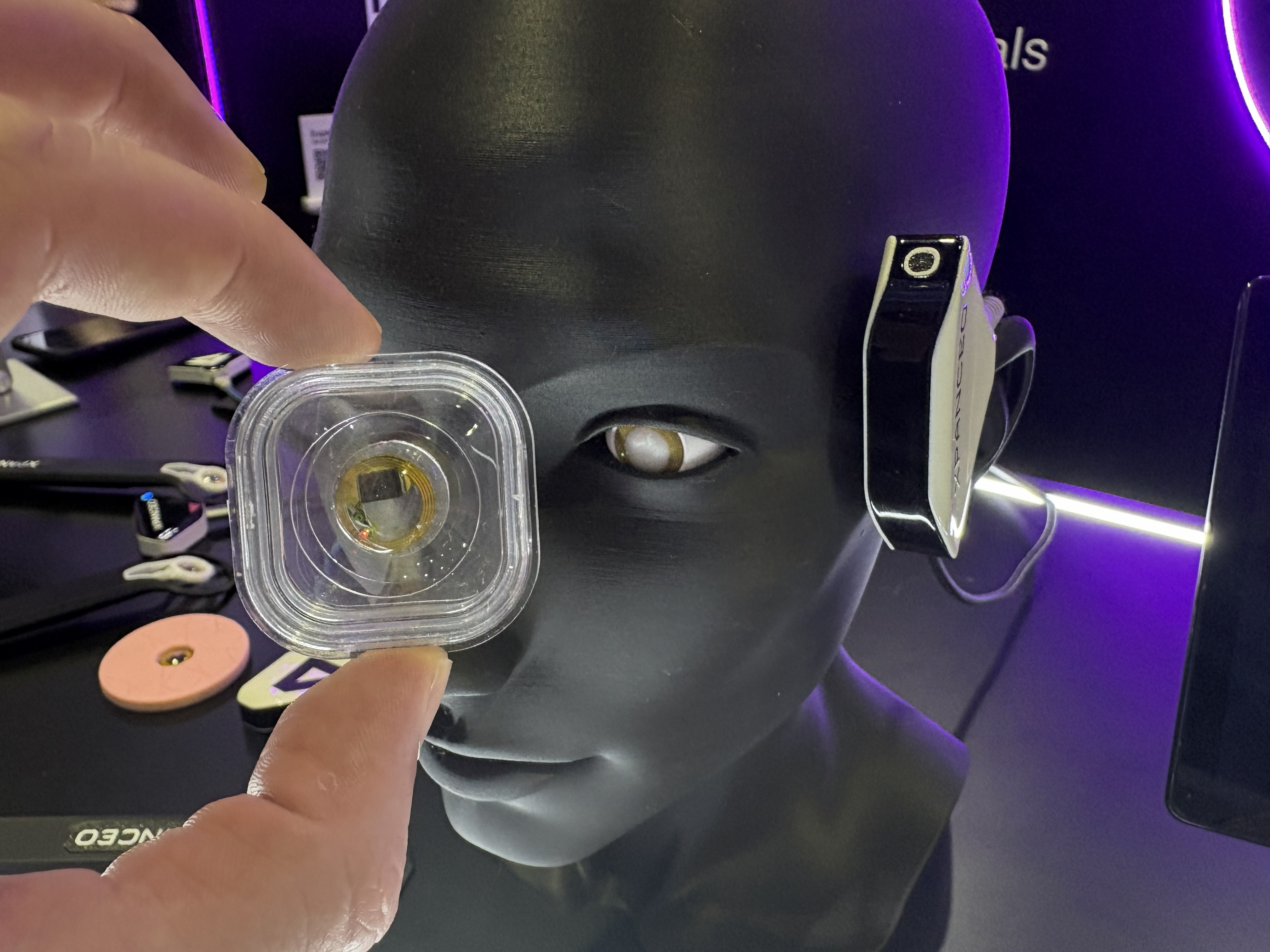 Image of a contact lens with a chip.