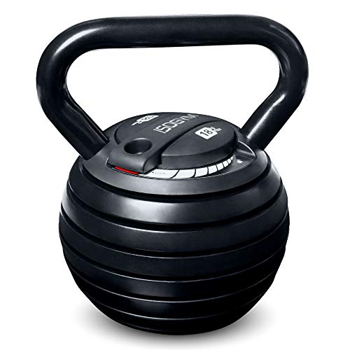 Isogym Adjustable Kettlebell 3-18kg Kettlle Bell Weight Set (quick Safe Locking Mechanism) 7+ Selectable Weight Selections