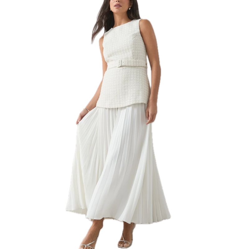 Very , Tweed Overlay Pleated Midaxi Dress