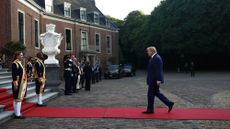 President Donald Trump arrives at Dutch royal palace during NATO summit