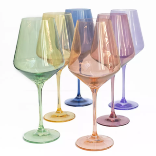 multicolored wine glasses