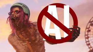 AI art banned in video games; a zombie on a beach