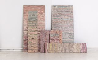 various sized stripy marble surfaces