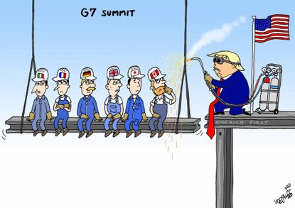 Political cartoon U.S. Trump G7 summit