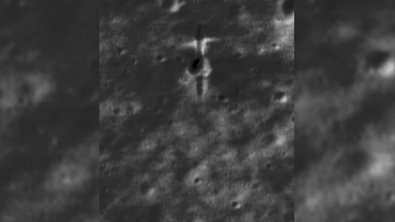 The moon grave site of ESA's SMART-1 moon orbiter after its crash as seen by LRO