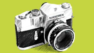 Line drawing of Nikkorex F SLR camera