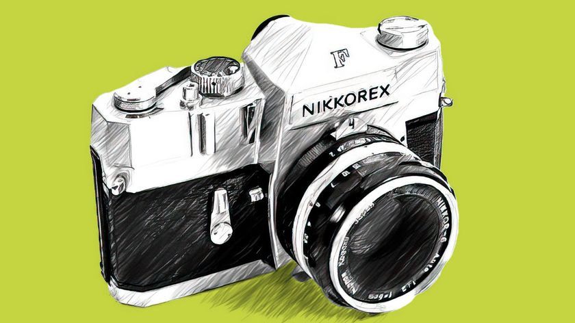 Line drawing of Nikkorex F SLR camera