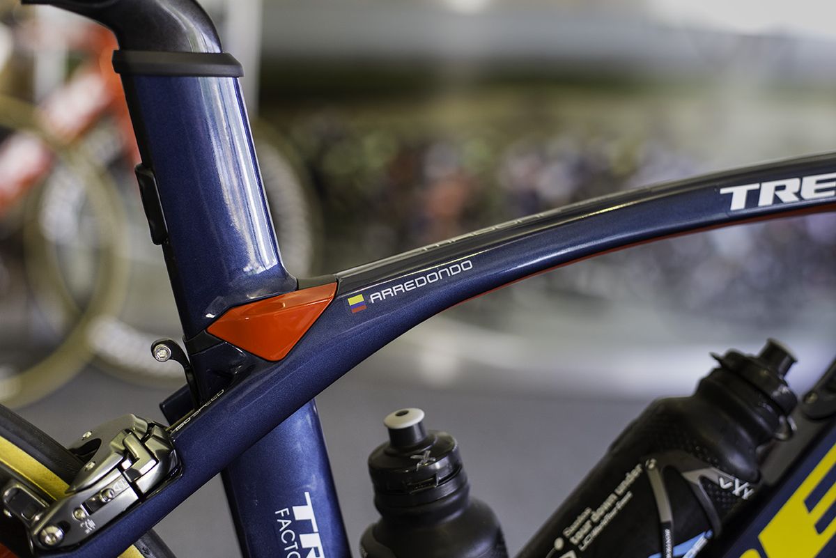 The seat tube of Juli&aacute;n Arredondo's bike
