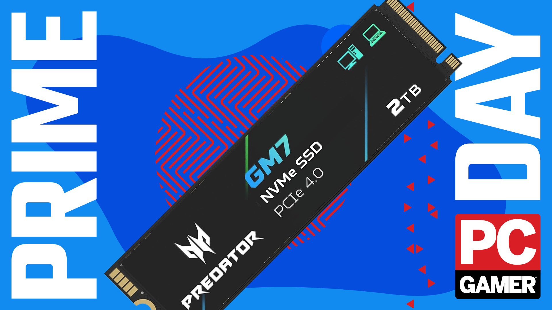 Acer Predator SSD on a Prime Day banner with PC Gamer logo.