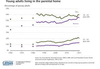 Graphic of statistics of adult children living at home