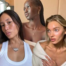 Photo collage of women with glowing, glass-like skin