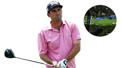 Ryan McCormick hits a driver off the tee with a close-up of his round