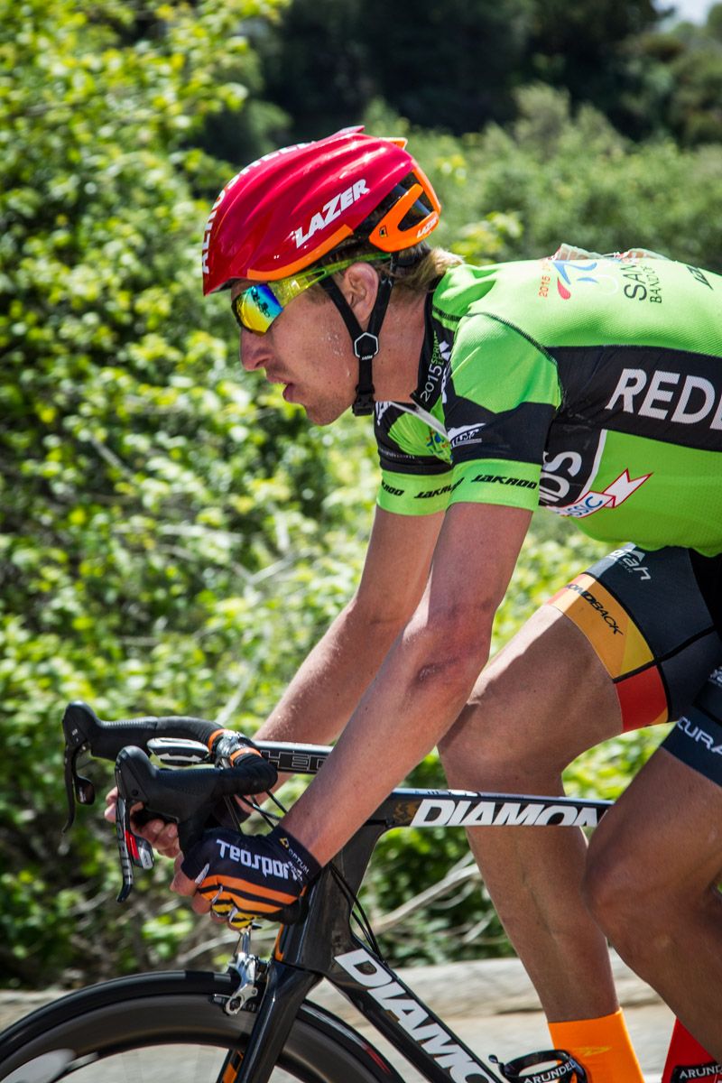Tom Zirbel (Optum) rides in the sprint jersey after yesterdays stage