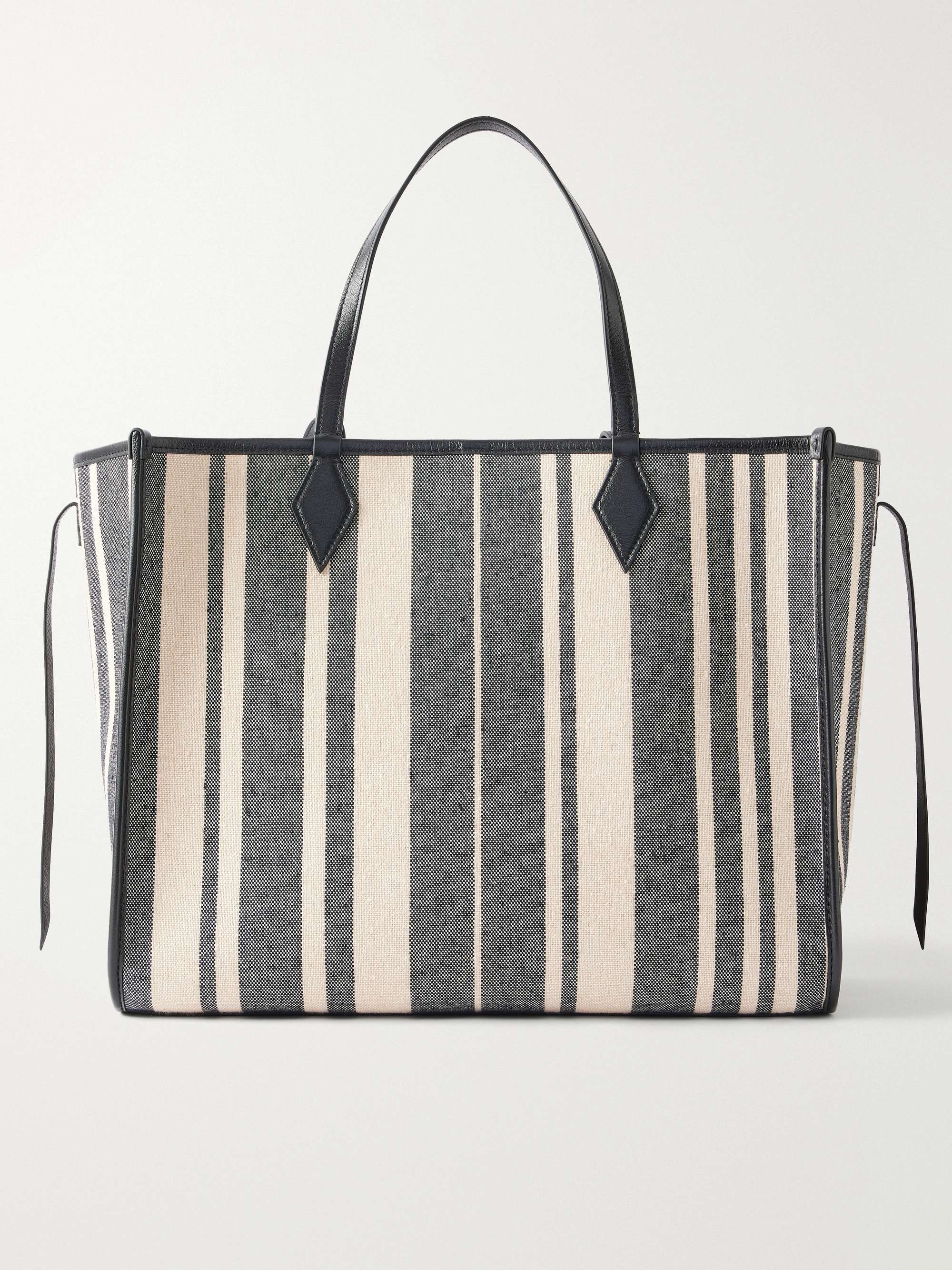 Chameleon 41 Striped Leather-Trimmed Canvas Tote