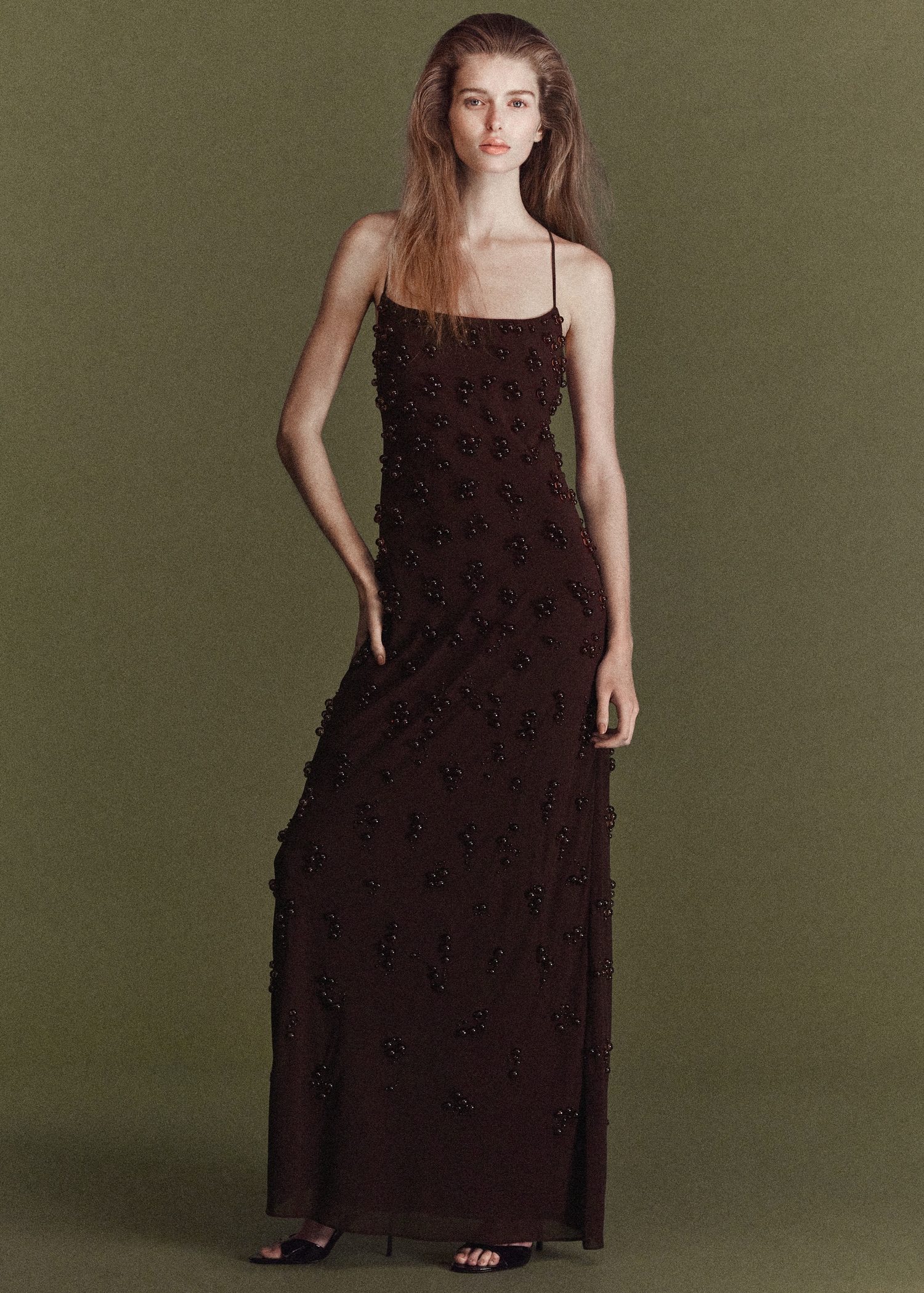 Long Dress With Embroidered Spheres - Women | Mango Usa