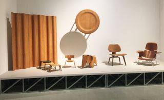 Early examples of the Eameses plywood experiments, including pieces still in production.