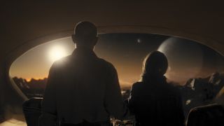 JK Simmons and Sissy Spacek look out over a deserted planet in Night Sky