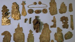 A photograph of artifacts from the Baldock hoard