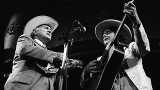 Peter Rowan (right) with Bill Monroe at the Great American Music Hall, San Francisco in the 1960s
