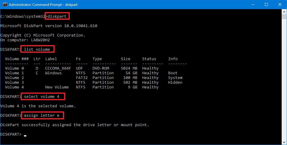 Windows 10 DiskPart mount drive