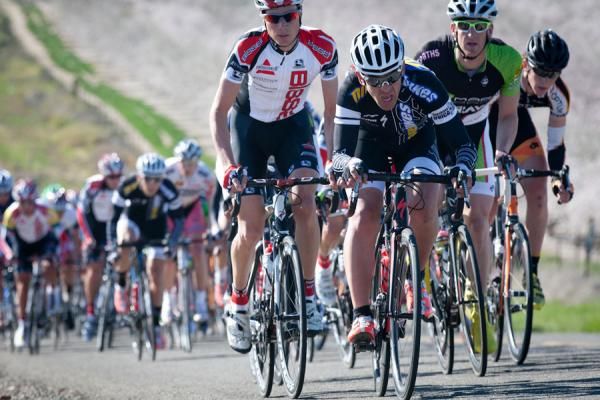 Shawn Rosenthal (Mike's Bikes) closes out the penultimate lap by leading the field over the top of Cox Ferry Road. The first-year team was active throughout the race and the weekend, and hopes to secure an invite to Redlands Cycling Classic.