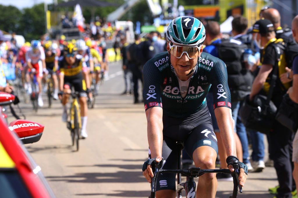 MRDEBRETAGNE GUERLDAN FRANCE JUNE 27 Wilco Kelderman of The Netherlands and Team BORA Hansgrohe at arrival during the 108th Tour de France 2021 Stage 2 a 1835km stage from PerrosGuirec to MrdeBretagne Guerldan 293m LeTour TDF2021 on June 27 2021 in MrdeBretagne Guerldan France Photo by Tim de WaeleGetty Images